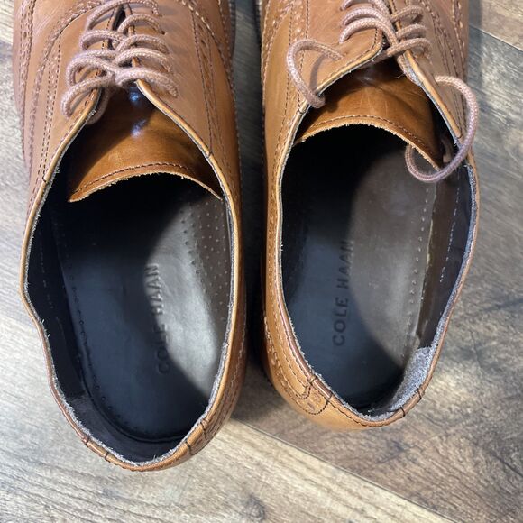 Cole Haan Wingtip Shoes Mens Size 11.5 Brown Leather Brogue Oxford Dress C12210